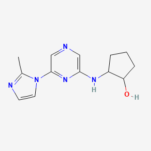molecular formula C13H17N5O B7633835 2-[[6-(2-Methylimidazol-1-yl)pyrazin-2-yl]amino]cyclopentan-1-ol 