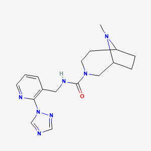 molecular formula C17H23N7O B7633836 9-methyl-N-[[2-(1,2,4-triazol-1-yl)pyridin-3-yl]methyl]-3,9-diazabicyclo[4.2.1]nonane-3-carboxamide 