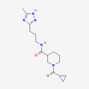 molecular formula C16H25N5O2 B7633847 1-(cyclopropanecarbonyl)-N-[3-(5-methyl-1H-1,2,4-triazol-3-yl)propyl]piperidine-3-carboxamide 