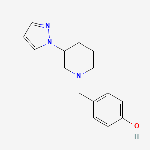 molecular formula C15H19N3O B7633864 4-[(3-Pyrazol-1-ylpiperidin-1-yl)methyl]phenol 