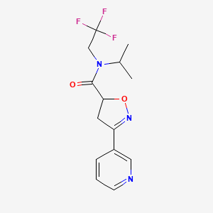 molecular formula C14H16F3N3O2 B7633901 N-propan-2-yl-3-pyridin-3-yl-N-(2,2,2-trifluoroethyl)-4,5-dihydro-1,2-oxazole-5-carboxamide 
