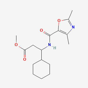 molecular formula C16H24N2O4 B7633912 Methyl 3-cyclohexyl-3-[(2,4-dimethyl-1,3-oxazole-5-carbonyl)amino]propanoate 