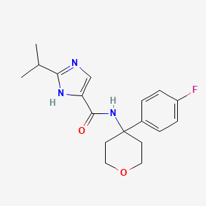 molecular formula C18H22FN3O2 B7633919 N-[4-(4-fluorophenyl)oxan-4-yl]-2-propan-2-yl-1H-imidazole-5-carboxamide 