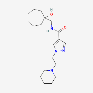 molecular formula C19H32N4O2 B7633922 N-[(1-hydroxycycloheptyl)methyl]-1-(2-piperidin-1-ylethyl)pyrazole-4-carboxamide 