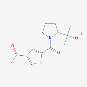 molecular formula C14H19NO3S B7633929 1-[5-[2-(2-Hydroxypropan-2-yl)pyrrolidine-1-carbonyl]thiophen-3-yl]ethanone 