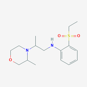 molecular formula C16H26N2O3S B7633935 2-ethylsulfonyl-N-[2-(3-methylmorpholin-4-yl)propyl]aniline 