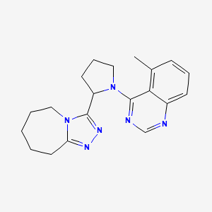 molecular formula C20H24N6 B7633942 3-[1-(5-methylquinazolin-4-yl)pyrrolidin-2-yl]-6,7,8,9-tetrahydro-5H-[1,2,4]triazolo[4,3-a]azepine 