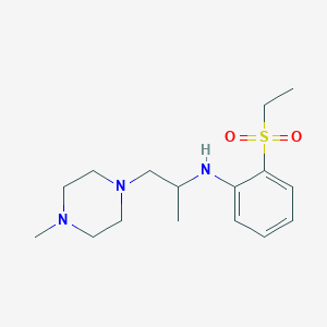 molecular formula C16H27N3O2S B7633951 2-ethylsulfonyl-N-[1-(4-methylpiperazin-1-yl)propan-2-yl]aniline 