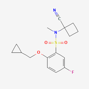 molecular formula C16H19FN2O3S B7633964 N-(1-cyanocyclobutyl)-2-(cyclopropylmethoxy)-5-fluoro-N-methylbenzenesulfonamide 