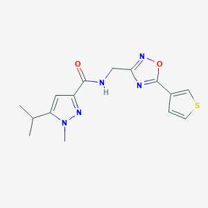 1-methyl-5-propan-2-yl-N-[(5-thiophen-3-yl-1,2,4-oxadiazol-3-yl)methyl]pyrazole-3-carboxamide