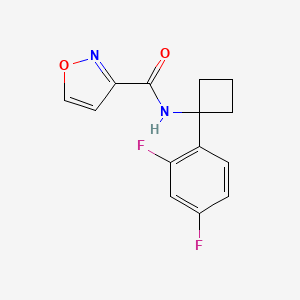 molecular formula C14H12F2N2O2 B7633968 N-[1-(2,4-difluorophenyl)cyclobutyl]-1,2-oxazole-3-carboxamide 