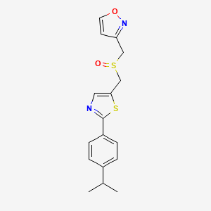 molecular formula C17H18N2O2S2 B7634007 3-[[2-(4-Propan-2-ylphenyl)-1,3-thiazol-5-yl]methylsulfinylmethyl]-1,2-oxazole 
