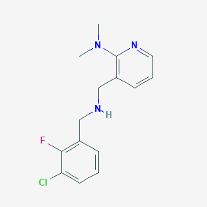 molecular formula C15H17ClFN3 B7634028 3-[[(3-chloro-2-fluorophenyl)methylamino]methyl]-N,N-dimethylpyridin-2-amine 