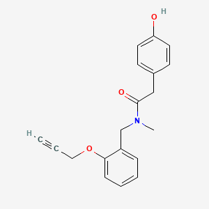 molecular formula C19H19NO3 B7634042 2-(4-hydroxyphenyl)-N-methyl-N-[(2-prop-2-ynoxyphenyl)methyl]acetamide 