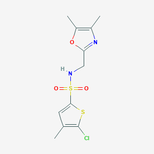molecular formula C11H13ClN2O3S2 B7634057 5-chloro-N-[(4,5-dimethyl-1,3-oxazol-2-yl)methyl]-4-methylthiophene-2-sulfonamide 