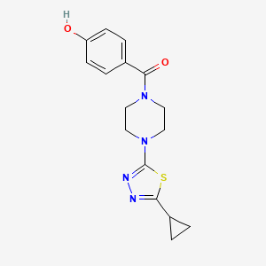 molecular formula C16H18N4O2S B7634063 [4-(5-Cyclopropyl-1,3,4-thiadiazol-2-yl)piperazin-1-yl]-(4-hydroxyphenyl)methanone 