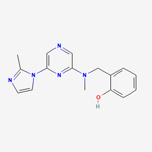 molecular formula C16H17N5O B7634064 2-[[Methyl-[6-(2-methylimidazol-1-yl)pyrazin-2-yl]amino]methyl]phenol 