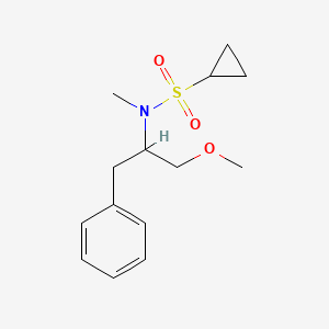 molecular formula C14H21NO3S B7634074 N-(1-methoxy-3-phenylpropan-2-yl)-N-methylcyclopropanesulfonamide 
