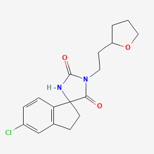 molecular formula C17H19ClN2O3 B7634086 6-Chloro-3'-[2-(oxolan-2-yl)ethyl]spiro[1,2-dihydroindene-3,5'-imidazolidine]-2',4'-dione 