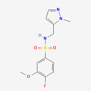 molecular formula C12H14FN3O3S B7634087 4-fluoro-3-methoxy-N-[(2-methylpyrazol-3-yl)methyl]benzenesulfonamide 