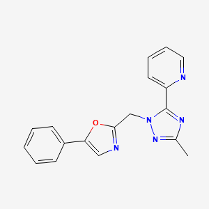 molecular formula C18H15N5O B7634094 2-[(3-Methyl-5-pyridin-2-yl-1,2,4-triazol-1-yl)methyl]-5-phenyl-1,3-oxazole 