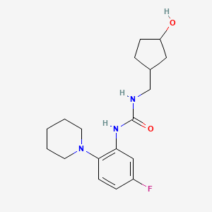 molecular formula C18H26FN3O2 B7634112 1-(5-Fluoro-2-piperidin-1-ylphenyl)-3-[(3-hydroxycyclopentyl)methyl]urea 