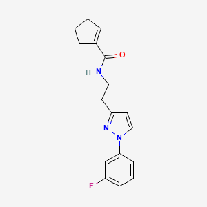 molecular formula C17H18FN3O B7634140 N-[2-[1-(3-fluorophenyl)pyrazol-3-yl]ethyl]cyclopentene-1-carboxamide 