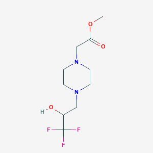molecular formula C10H17F3N2O3 B7634160 Methyl 2-[4-(3,3,3-trifluoro-2-hydroxypropyl)piperazin-1-yl]acetate 