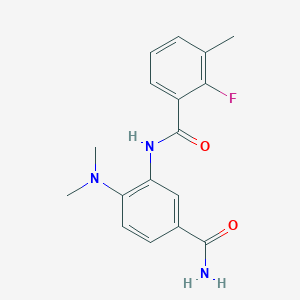molecular formula C17H18FN3O2 B7634169 N-[5-carbamoyl-2-(dimethylamino)phenyl]-2-fluoro-3-methylbenzamide 