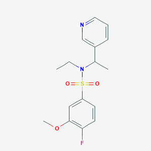 molecular formula C16H19FN2O3S B7634179 N-ethyl-4-fluoro-3-methoxy-N-(1-pyridin-3-ylethyl)benzenesulfonamide 