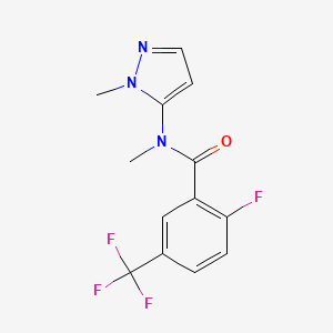 molecular formula C13H11F4N3O B7634206 2-fluoro-N-methyl-N-(2-methylpyrazol-3-yl)-5-(trifluoromethyl)benzamide 
