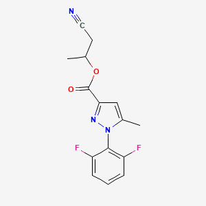 molecular formula C15H13F2N3O2 B7634226 1-Cyanopropan-2-yl 1-(2,6-difluorophenyl)-5-methylpyrazole-3-carboxylate 