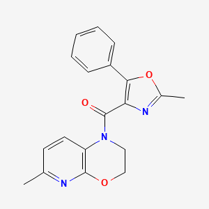 molecular formula C19H17N3O3 B7634234 (6-Methyl-2,3-dihydropyrido[2,3-b][1,4]oxazin-1-yl)-(2-methyl-5-phenyl-1,3-oxazol-4-yl)methanone 