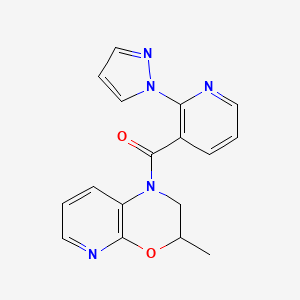 molecular formula C17H15N5O2 B7634244 (3-Methyl-2,3-dihydropyrido[2,3-b][1,4]oxazin-1-yl)-(2-pyrazol-1-ylpyridin-3-yl)methanone 