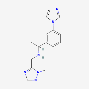 molecular formula C15H18N6 B7634269 1-(3-imidazol-1-ylphenyl)-N-[(2-methyl-1,2,4-triazol-3-yl)methyl]ethanamine 