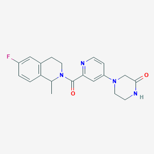 molecular formula C20H21FN4O2 B7634277 4-[2-(6-fluoro-1-methyl-3,4-dihydro-1H-isoquinoline-2-carbonyl)pyridin-4-yl]piperazin-2-one 