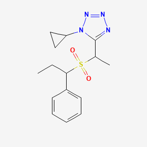 molecular formula C15H20N4O2S B7634305 1-Cyclopropyl-5-[1-(1-phenylpropylsulfonyl)ethyl]tetrazole 