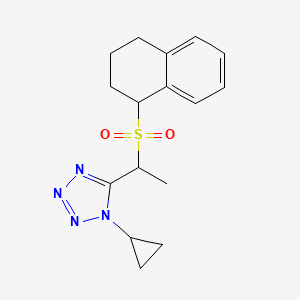 molecular formula C16H20N4O2S B7634314 1-Cyclopropyl-5-[1-(1,2,3,4-tetrahydronaphthalen-1-ylsulfonyl)ethyl]tetrazole 