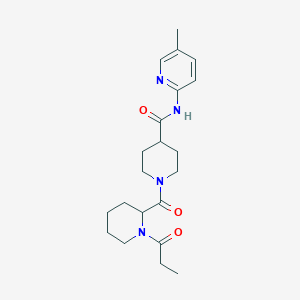 molecular formula C21H30N4O3 B7634329 N-(5-methylpyridin-2-yl)-1-(1-propanoylpiperidine-2-carbonyl)piperidine-4-carboxamide 