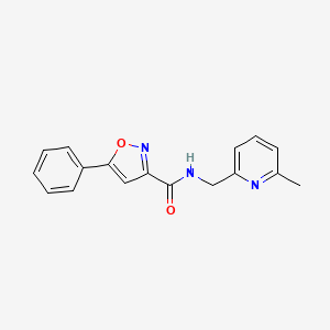 molecular formula C17H15N3O2 B7634331 N-[(6-methylpyridin-2-yl)methyl]-5-phenyl-1,2-oxazole-3-carboxamide 