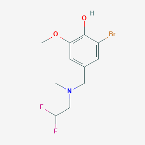 molecular formula C11H14BrF2NO2 B7634351 2-Bromo-4-[[2,2-difluoroethyl(methyl)amino]methyl]-6-methoxyphenol 