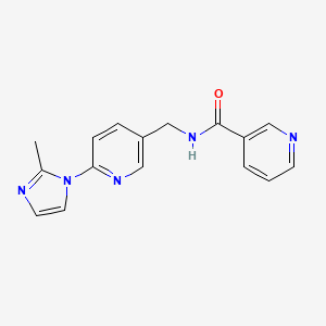 molecular formula C16H15N5O B7634364 N-[[6-(2-methylimidazol-1-yl)pyridin-3-yl]methyl]pyridine-3-carboxamide 