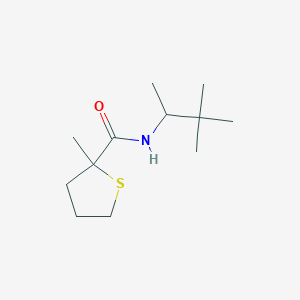 molecular formula C12H23NOS B7634365 N-(3,3-dimethylbutan-2-yl)-2-methylthiolane-2-carboxamide 