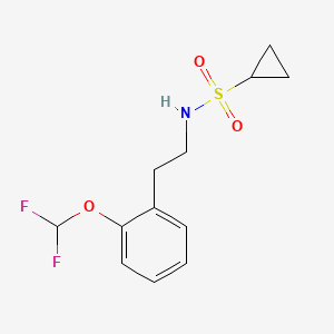 molecular formula C12H15F2NO3S B7634381 N-[2-[2-(difluoromethoxy)phenyl]ethyl]cyclopropanesulfonamide 