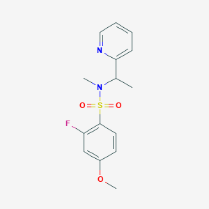 molecular formula C15H17FN2O3S B7634471 2-fluoro-4-methoxy-N-methyl-N-(1-pyridin-2-ylethyl)benzenesulfonamide 