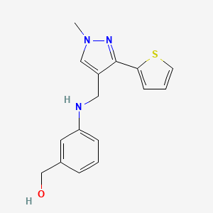molecular formula C16H17N3OS B7634495 [3-[(1-Methyl-3-thiophen-2-ylpyrazol-4-yl)methylamino]phenyl]methanol 