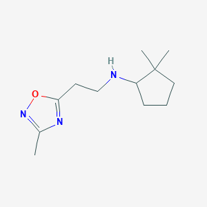 molecular formula C12H21N3O B7634546 2,2-dimethyl-N-[2-(3-methyl-1,2,4-oxadiazol-5-yl)ethyl]cyclopentan-1-amine 