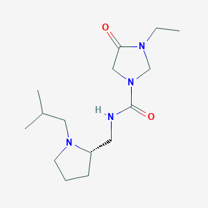 molecular formula C15H28N4O2 B7634580 3-ethyl-N-[[(2S)-1-(2-methylpropyl)pyrrolidin-2-yl]methyl]-4-oxoimidazolidine-1-carboxamide 