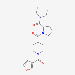 molecular formula C20H29N3O4 B7634607 N,N-diethyl-1-[1-(furan-3-carbonyl)piperidine-4-carbonyl]pyrrolidine-2-carboxamide 