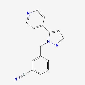molecular formula C16H12N4 B7634627 3-[(5-Pyridin-4-ylpyrazol-1-yl)methyl]benzonitrile 
